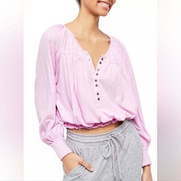Free People • Prairie Henley Smocked Hem Top Small - Picture 1 of 12